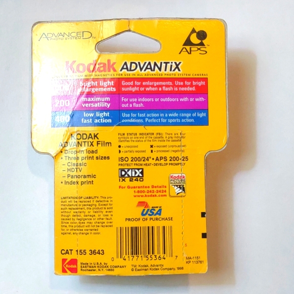 Kodak 35mm film advantix  200speed 24 exposure new out of date - Picture 3 of 4